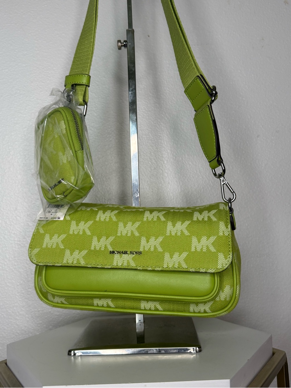 Michael Kors Jet Set Travel Lime MK Logo Crossbody Bag + Tech Attachment – NWT